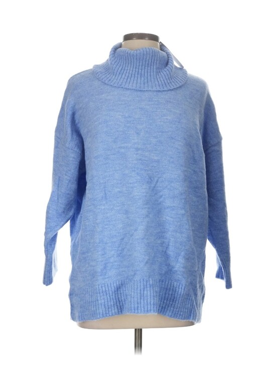 Mango Sweaters - MNG Mango Blue Turtleneck Sweater Cozy Knit Size L/XL NWT